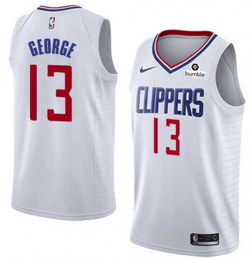 Men's Los Angeles Clippers #13 Paul George White NBA Stitched Jersey